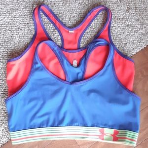 Under Armour Blue and Coral Reversible Sports Bras - Pack of 2